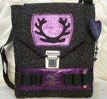 Exklusive Handtasche aus Design-Wollfilz und echtem Leder - Echtes Unikat !